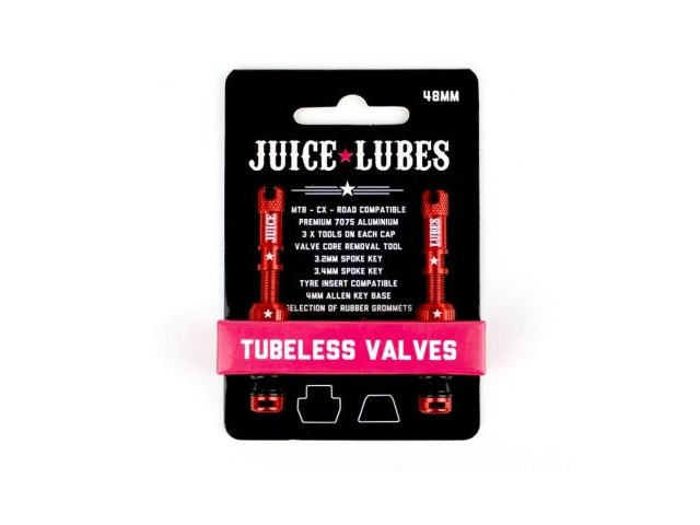 JUICE LUBES Tubeless Valves 48mm in Red click to zoom image