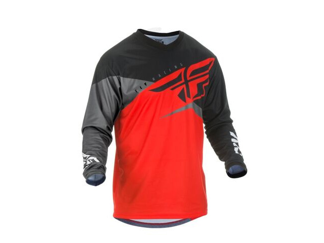 FLY RACING F16 Long Sleeve Jersey Red-Black-Grey click to zoom image