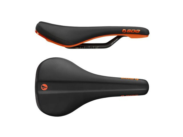 SDG COMPONENTS Bel Air 3.0 Lux-Alloy Rail Saddle Black Microfibre Top / Orange Base click to zoom image