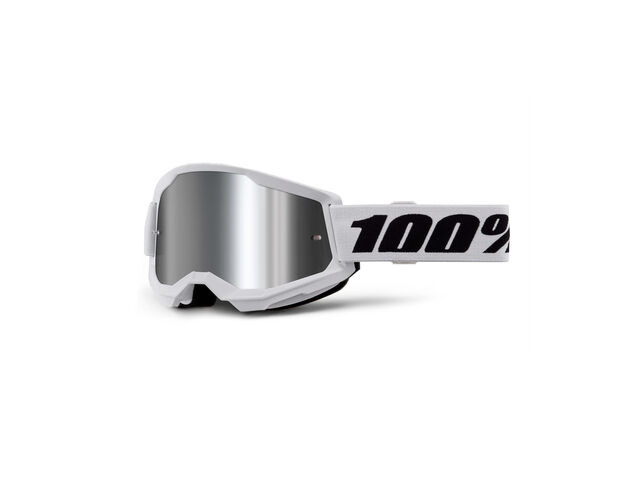 100% Strata 2 Goggle White / Silver Mirror Lens click to zoom image