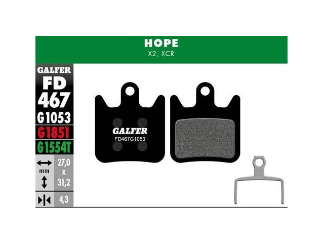 GALFER Hope XCR - X2 Standard Brake Pad (Black) FD467G1053 click to zoom image