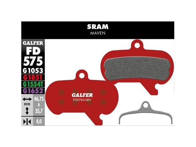 GALFER Sram Maven Advanced - Metal - Sintered Brake Pad (Red) FD575G1851 click to zoom image