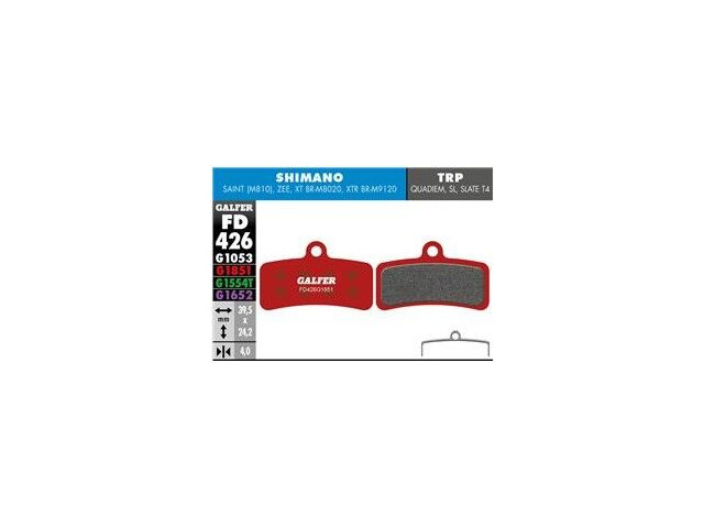 GALFER Shimano XT M8020 4 piston Advanced - Metal - Sintered Disc Brake Pad (Red) FD426G1851 click to zoom image