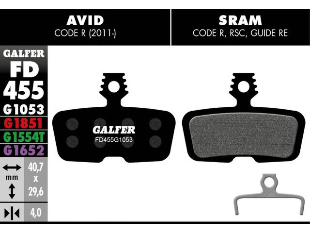 GALFER Sram Avid Code - DB8 Standard Disc Brake Pads (black) FD455G1053 click to zoom image