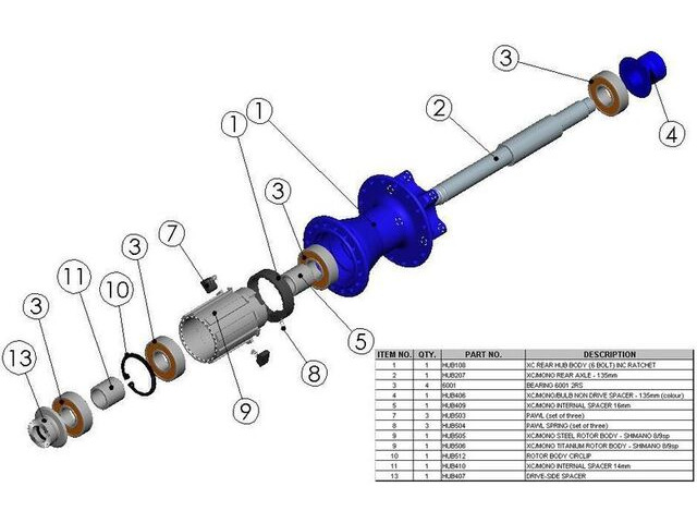 HOPE Rear XC Hub Alloy replacement axle click to zoom image