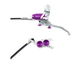 HOPE Tech 4 E4 in Silver - Purple with normal hose