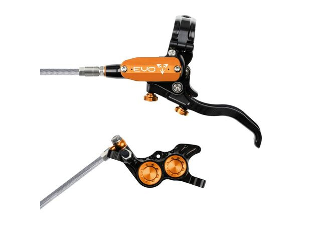 HOPE Evo GR4 Black - Orange Braided Hose click to zoom image