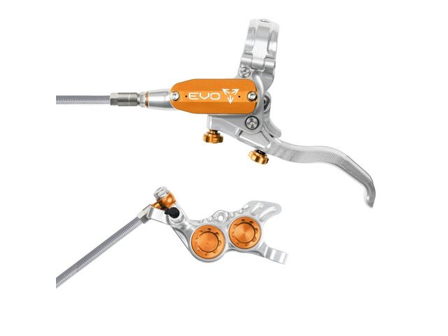 HOPE Evo GR4 Silver - Orange Braided Hose click to zoom image