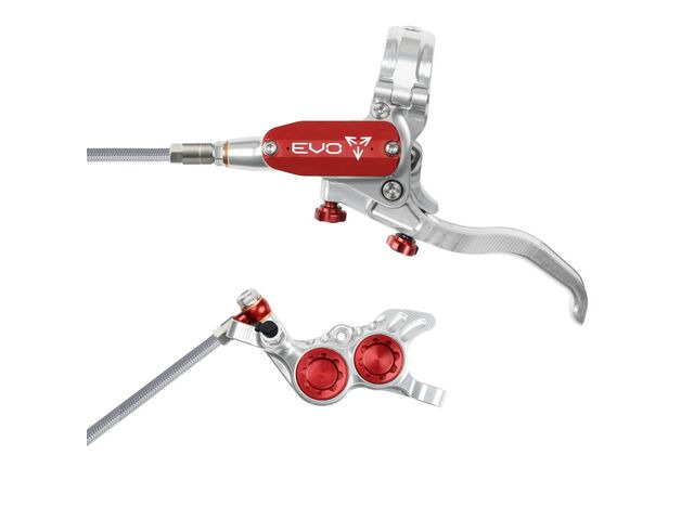 HOPE Evo GR4 Silver - Red Braided Hose click to zoom image
