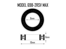 KINETIC BIKE BEARINGS 698 2RSV Max Sealed Cartridge Bearing